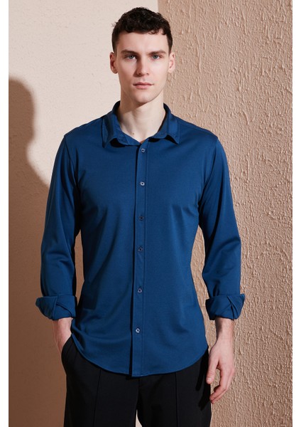Pamuklu Regular Fit Düz Yaka Gömlek Erkek Gömlek CF25S119628