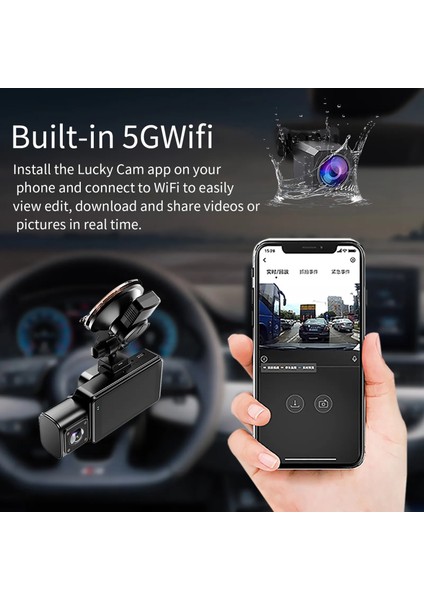 3 Kameralı 4K 3" Ekran 128GB App Kontrolü Gps Wifi Aktif 2025 Serisi Araç Güvenlik Kamerası