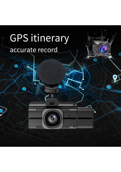 3 Kameralı 4K 3" Ekran 128GB App Kontrolü Gps Wifi Aktif 2025 Serisi Araç Güvenlik Kamerası