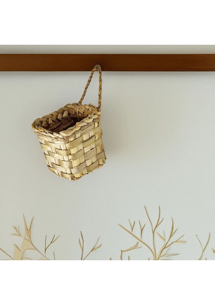 Dekoratif Çok Amaçlı Doğal El Yapımı Hasır Kare Saksı Sepet / 10X10 cm fırsatları