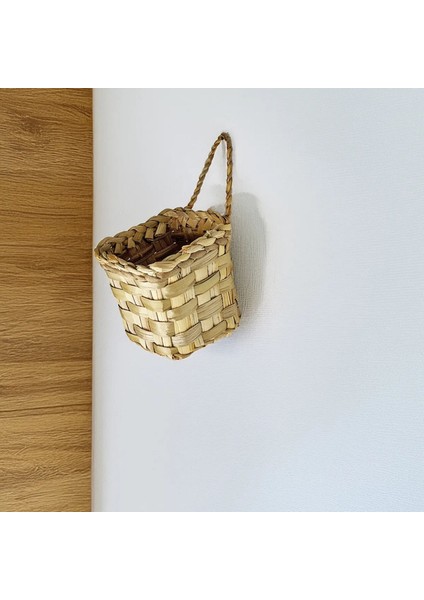 Dekoratif Çok Amaçlı Doğal El Yapımı Hasır Kare Saksı Sepet / 10X10 cm indirimleri