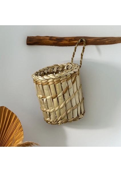 Dekoratif Çok Amaçlı Doğal El Yapımı Hasır Saksı Sepet / 10X10 cm fiyatları