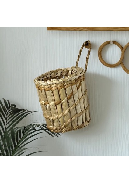 Dekoratif Çok Amaçlı Doğal El Yapımı Hasır Saksı Sepet / 10X10 cm fırsatları