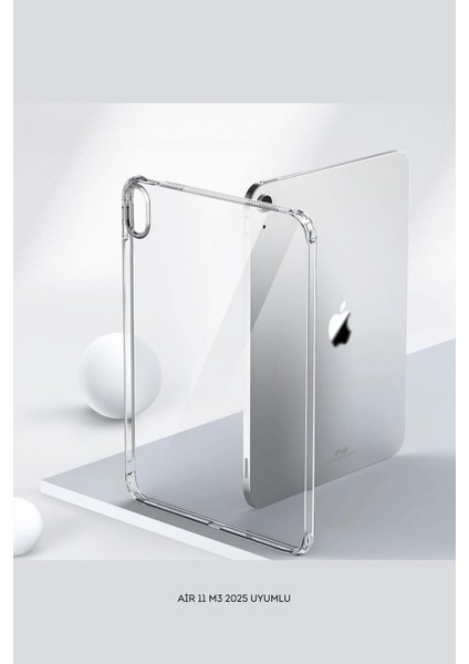 Apple iPad Air 11 2025 M3 Çip Uyumlu Fuchsia Darbe Emici Koruyucu Şeffaf Silikon Kapak