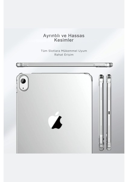 Apple iPad Air 11 2025 M3 Çip Uyumlu Fuchsia Darbe Emici Koruyucu Şeffaf Silikon Kapak