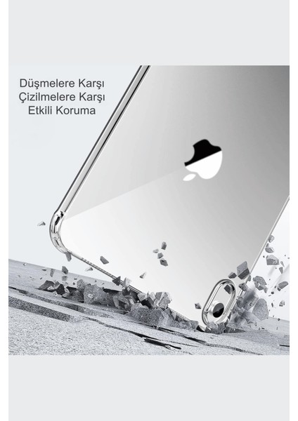 Apple iPad Air 11 2025 M3 Çip Uyumlu Fuchsia Darbe Emici Koruyucu Şeffaf Silikon Kapak