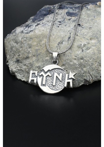 Ay Yıldız Figürlü Ay Yıldızlı Göktürkçe Türk Yazılı 925 Ayar Erkek Gümüş Kolye Zincir 901561 fiyatları