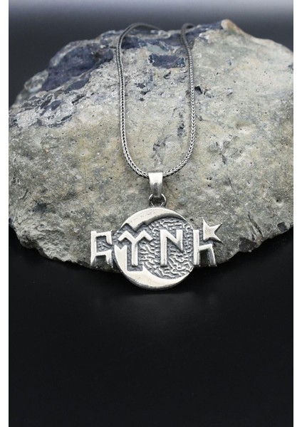 Ay Yıldız Figürlü Ay Yıldızlı Göktürkçe Türk Yazılı 925 Ayar Erkek Gümüş Kolye Zincir 901561 modelleri