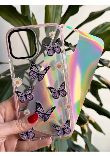 iPhone 12 Pro Max Hologramlı Kelebekli Kılıf