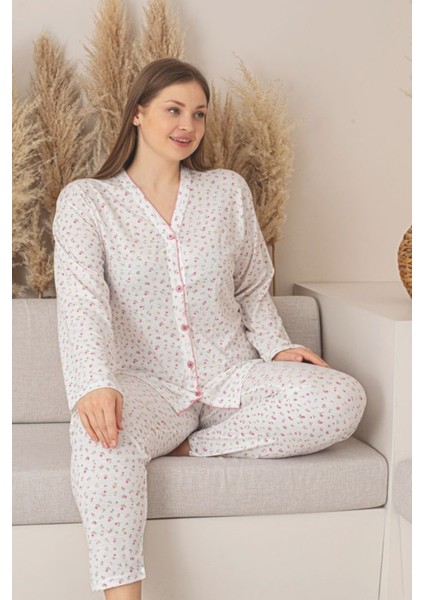 X-Dreamy Büyük Beden Pamuklu Çiçekli Önden Düğmeli Pijama Takımı fiyatları