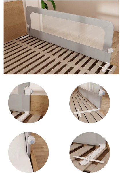 Çift Fileli 120 cm Yatak Bariyeri Katlanır Baza Korkuluğu Gri Foldable Bed Rail Guard For Baby