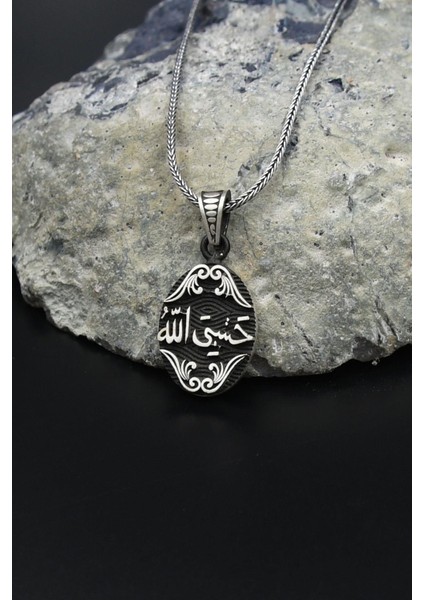 Hasbiyallah Yazılı (Allah Bana Yeter) 925 Ayar Gümüş Kolye Zincir 901562 fiyatları