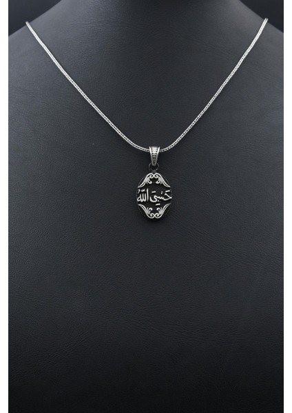 Hasbiyallah Yazılı (Allah Bana Yeter) 925 Ayar Gümüş Kolye Zincir 901562 indirimleri