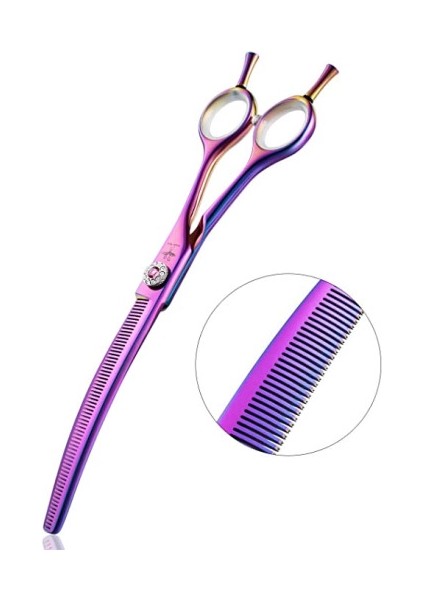 Evcil Hayvan Makası Metal Tarak Hediye, 7.25 Inç Kavisli V Şeklinde Evcil Hayvan Bakım Makası Yüksek Kaliteli Evcil Hayvan7.25 V Şeklinde Mor7.25 V Fenıce CW02-72566