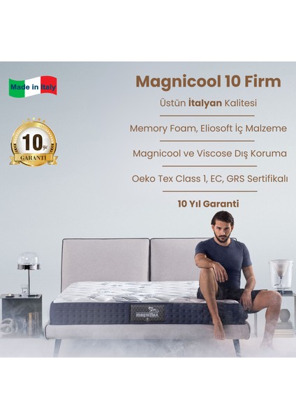 Magnicool 10 Firm 5 Bölge Destekli Ortopedik Memory Foam Yatak | Antı Yapısı ile Lüks ve Sağlığın Buluştuğu Nokta | Made In Italy