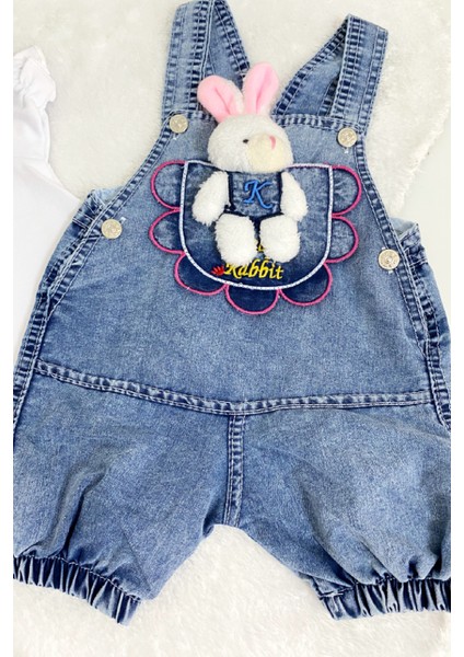 Kız Erkek Bebek Jean Kot Salopet Tulum 2li Set Takım Ayıcık Oyuncaklı Denim Yazlık fiyatları