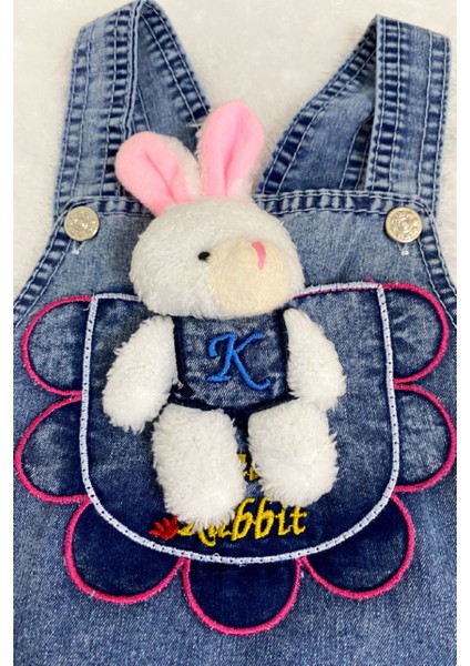 Kız Erkek Bebek Jean Kot Salopet Tulum 2li Set Takım Ayıcık Oyuncaklı Denim Yazlık modelleri