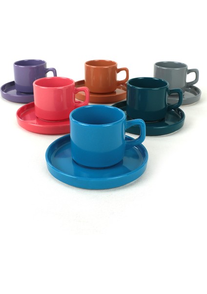 Mixed Stackable Çay Fincan Takımı 12 Parça 6 Kişilik