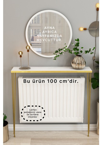 100 cm Gold - Beyaz Petek Üstü Raf - Dresuar