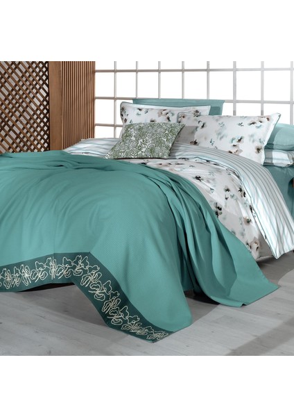 Eva Jadon Yeşil Çift Kişilik %100 Pamuk Nevresim Takımı ve Pike Seti fiyatları