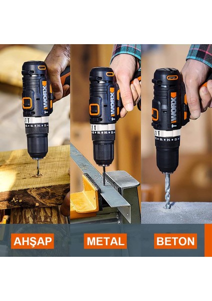 WX370.1 20VOLT/2.0AH. Li-Ion Çift Akülü Profesyonel Şarjlı Darbeli Matkap