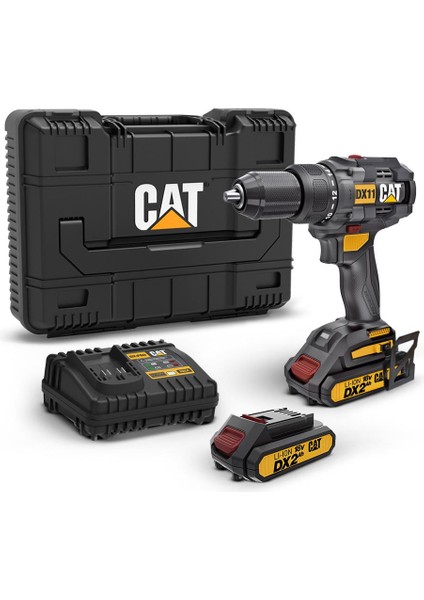 Cat DX11 18VOLT/2.0AH Li-Ion Çift Akülü Kömürsüz Profesyonel Şarjlı Matkap