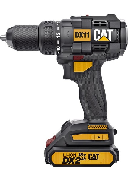 Cat DX11 18VOLT/2.0AH Li-Ion Çift Akülü Kömürsüz Profesyonel Şarjlı Matkap