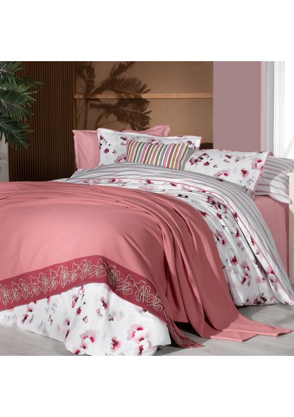 Eva Jadon Pembe Çift Kişilik %100 Pamuk Nevresim Takımı ve Pike Seti fiyatları