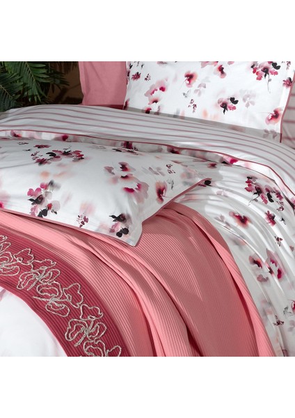 Eva Jadon Pembe Çift Kişilik %100 Pamuk Nevresim Takımı ve Pike Seti modelleri