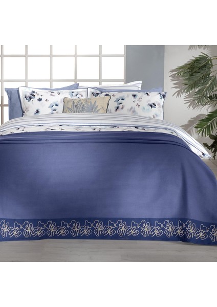 Eva Jadon Mavi Tek Kişilik %100 Pamuk Nevresim Takımı ve Pike Seti fiyatları