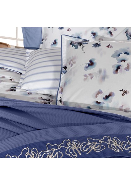 Eva Jadon Mavi Tek Kişilik %100 Pamuk Nevresim Takımı ve Pike Seti modelleri