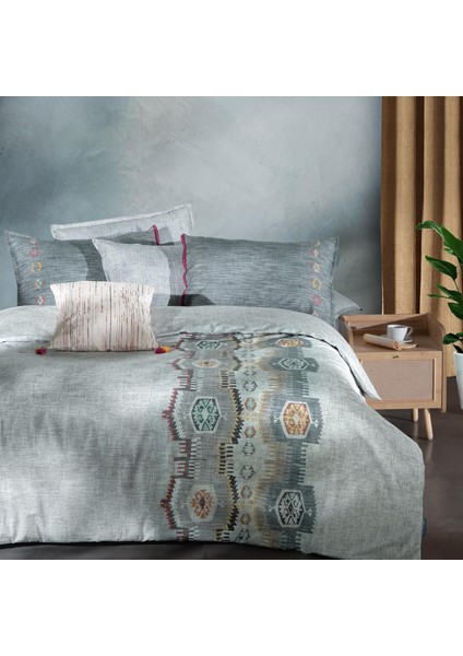 Zeno Gri Çift Kişilik %100 Pamuk Nevresim Takımı