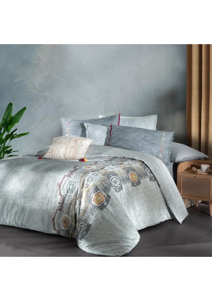 Zeno Gri Çift Kişilik %100 Pamuk Nevresim Takımı fiyatları