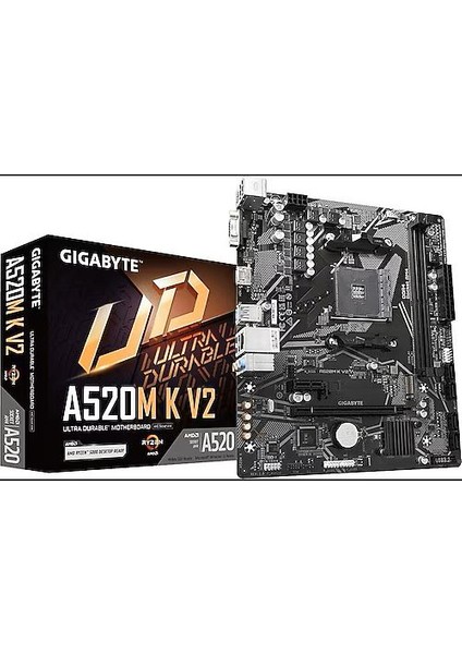 Gıgabyte Amd A520M-K V2 Ddr4 5100(OC) VGA HDMI Am4 Pcı-E Gen3 M.2 USB 3.2