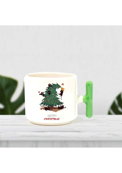 Mery Chrismas Kedili Baskılı Kupa