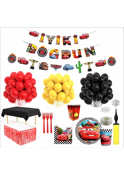 Cars Temalı 16 Kişilik Full Set Doğum Günü Seti