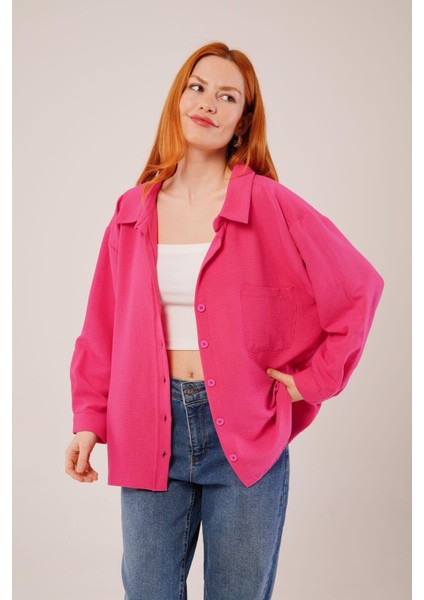 Basic Oversize Fuşya Gömlek