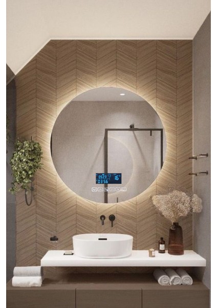 Dokunmatik Akıllı Ayna Bluetoothlu Dokunmatik Buhar Tutmayan 3 Renk Ledli Banyo Aynası Lavabo Aynası 70 cm