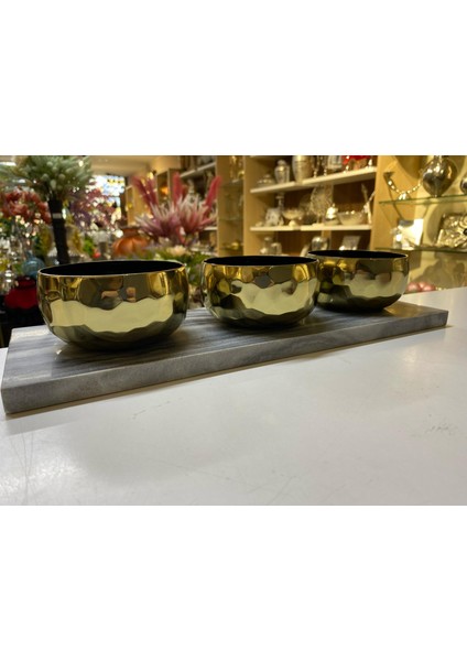 Clara Gold 3 Condıment Bowls 41 x 14 x 9 cm