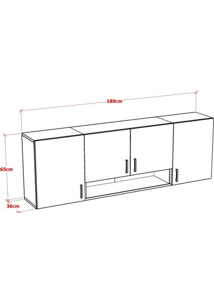 Pars Mutfak Dolabı Üst Modül 180 CM