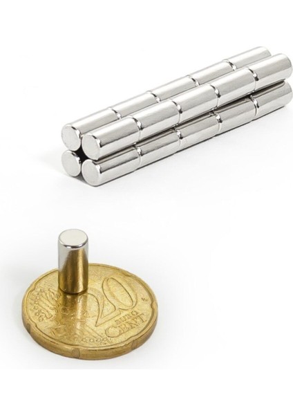 10 Adet Çap 5mm x Kalınlık 8mm Silindir Güçlü Neodyum Mıknatıs