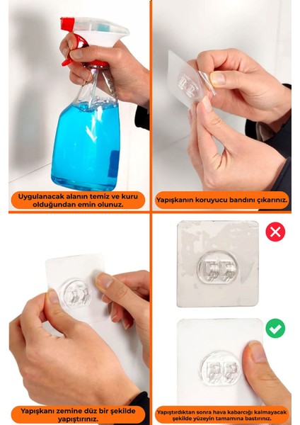 2'li Set Banyo Düzenleyici Şampuanlık 4 Organizer Raf Yapışkanlı Paslanmaz