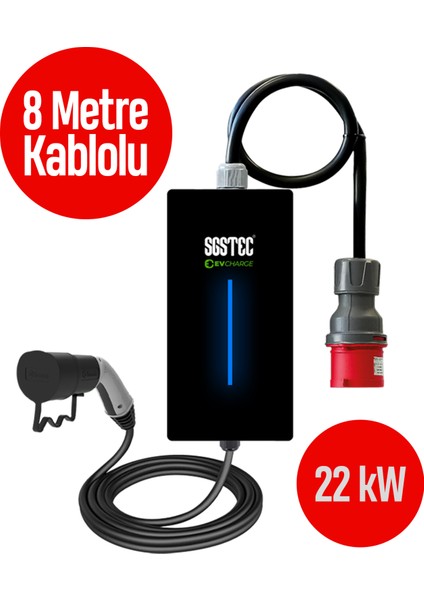 Home 22kW 8Metre Kablolu Elektrikli Araç Şarj Cihazı