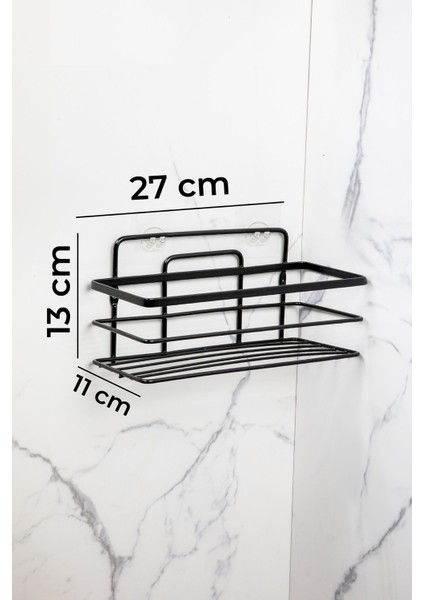 2'li Set Banyo Düzenleyici Şampuanlık Banyo Rafı Yapışkanlı Paslanmaz