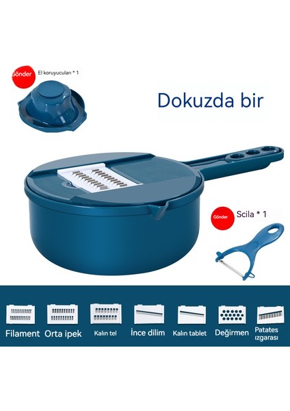 Sebze Kesici Ev Tipi Rendeleme Rendeleme Drenaj Sepeti Çok Fonksiyonlu Sebze Kesici Rendeleme Mutfak Patates Kesme Cihazları (Yurt Dışından)