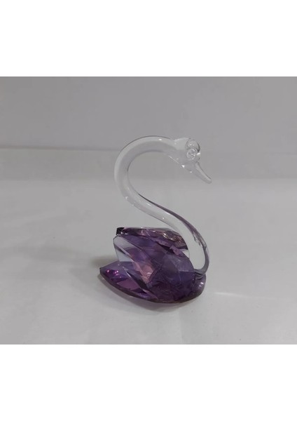 Büyük Boy Mor Kuğu Kristal Cam El Yapım 10 x 12 cm Biblo Dekoratif Obje Figür Hediyelik 1 Adet fiyatları