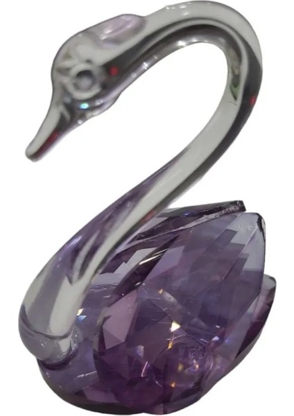Büyük Boy Mor Kuğu Kristal Cam El Yapım 10 x 12 cm Biblo Dekoratif Obje Figür Hediyelik 1 Adet fırsatları