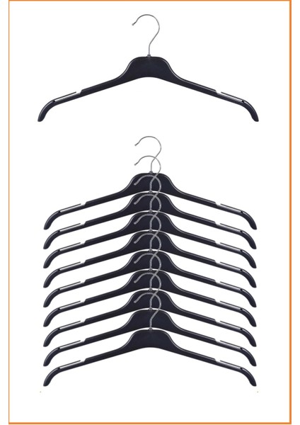 Plastik Elbise Askısı, Gömlek Askısı, T-Shirt Askısı, Siyah Renk, 50 Adet