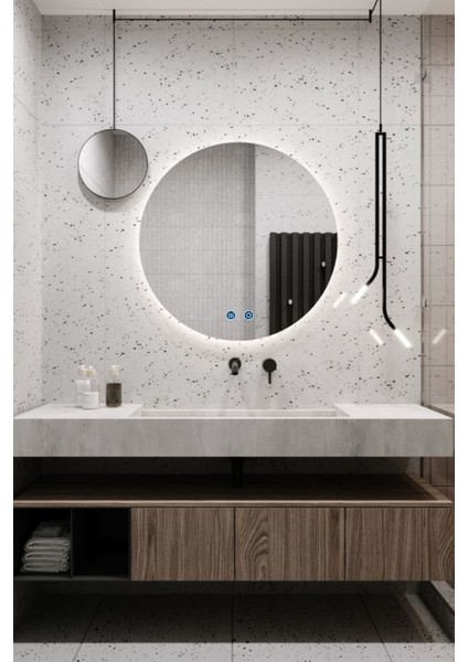 Akıllı Ayna Buhar Tutmayan 3 Renk Ledli Banyo Aynası Lavabo Aynası 75CM