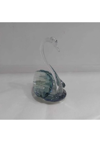 Orta Boy Yeşil Kuğu Kristal Cam El Yapım 10 x 12 cm Biblo Dekoratif Hediyelik Obje Figür 1 Adet